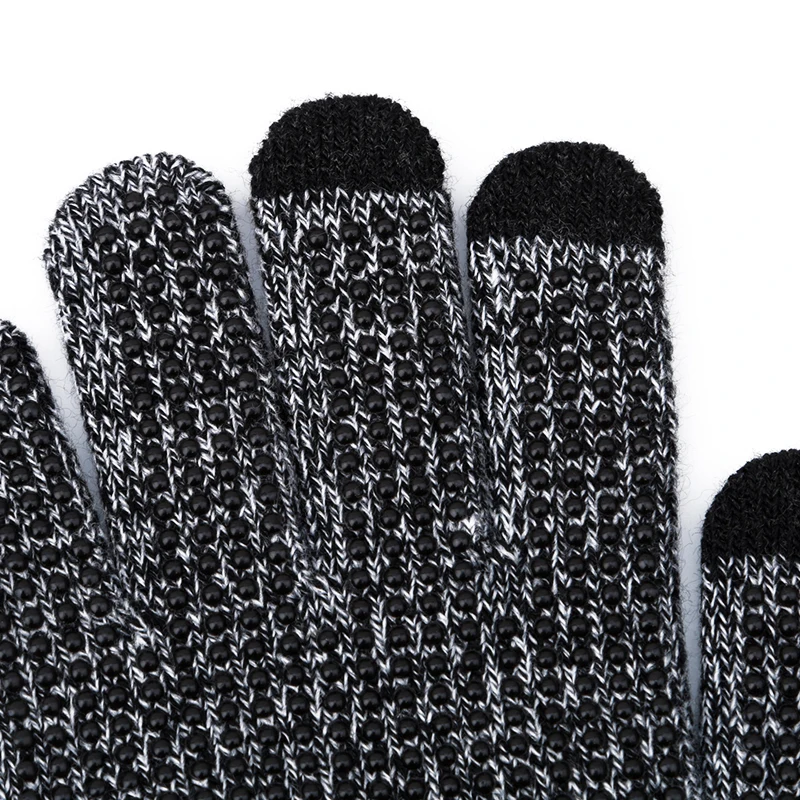 Мужские вязаные перчатки, противоскользящие, сенсорный экран, высокое качество, мужские толстые теплые перчатки, зима-осень, мужские варежки HO883634
