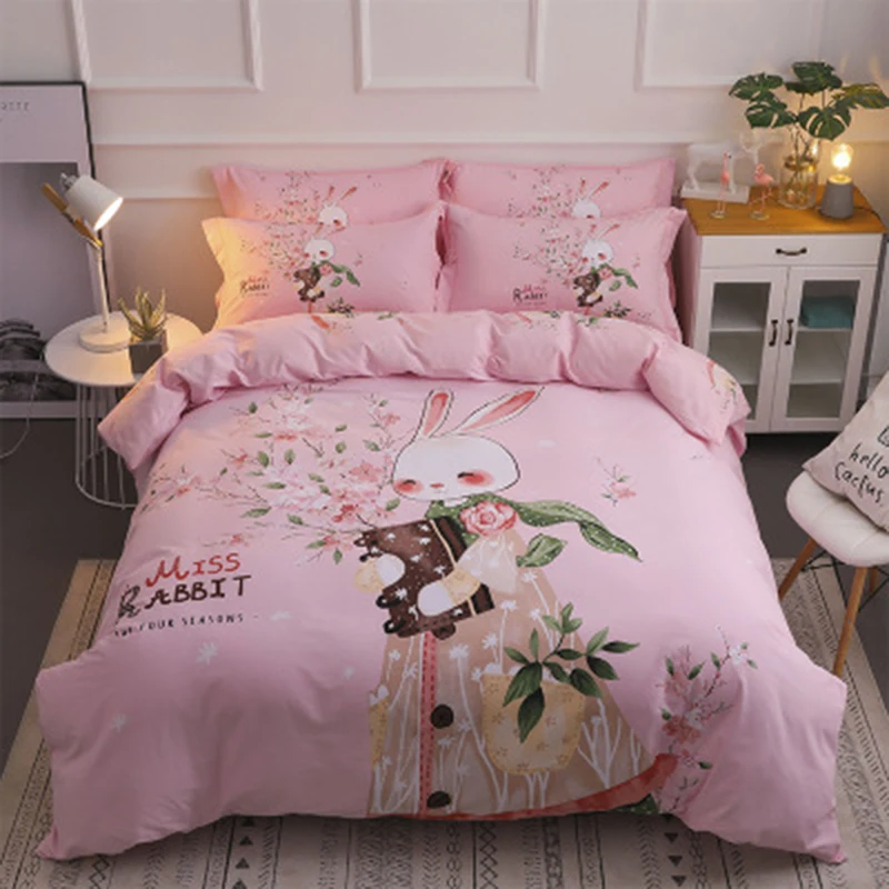

DIFUNINA Home Textiles Sanding Cotton Bedding Sets Multicolor Series 4 pcs Active Printing Bed Sheet Pillowcase Duvet Cover