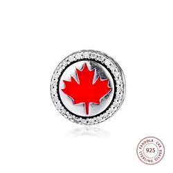 CKK стерлингового серебра 925 Канада красный кленовый лист маркиза талисманы бусины Pandora шарм браслеты Сделай Сам женский подарок