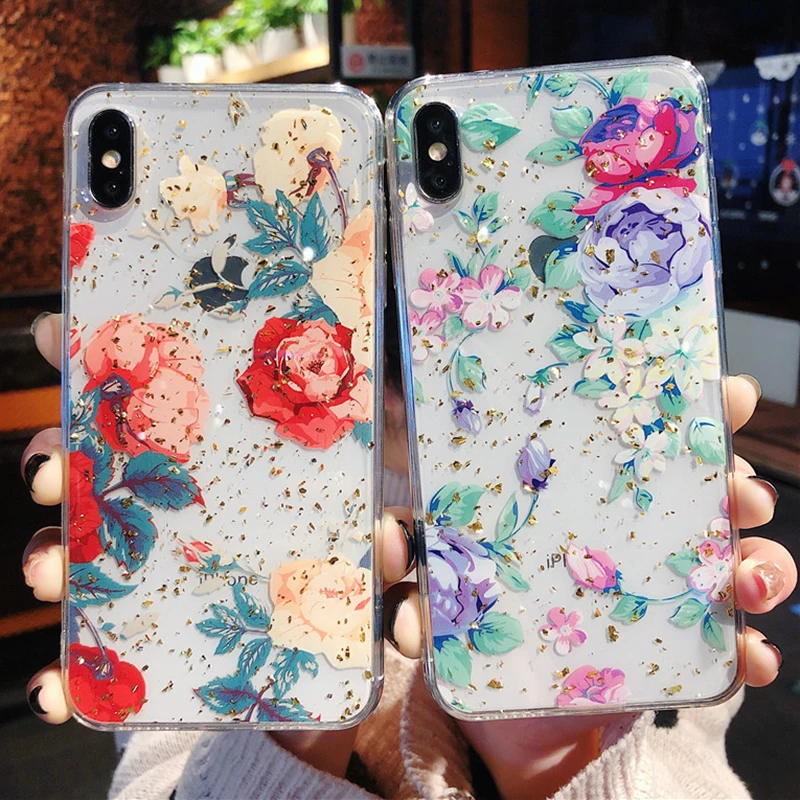 Gold Foil Luxury Phone Case For iPhone XR X XS MAX Cases Silicone Soft Transparent Anti-Knock 7 6 S 6S 8 Plus Cover | Мобильные