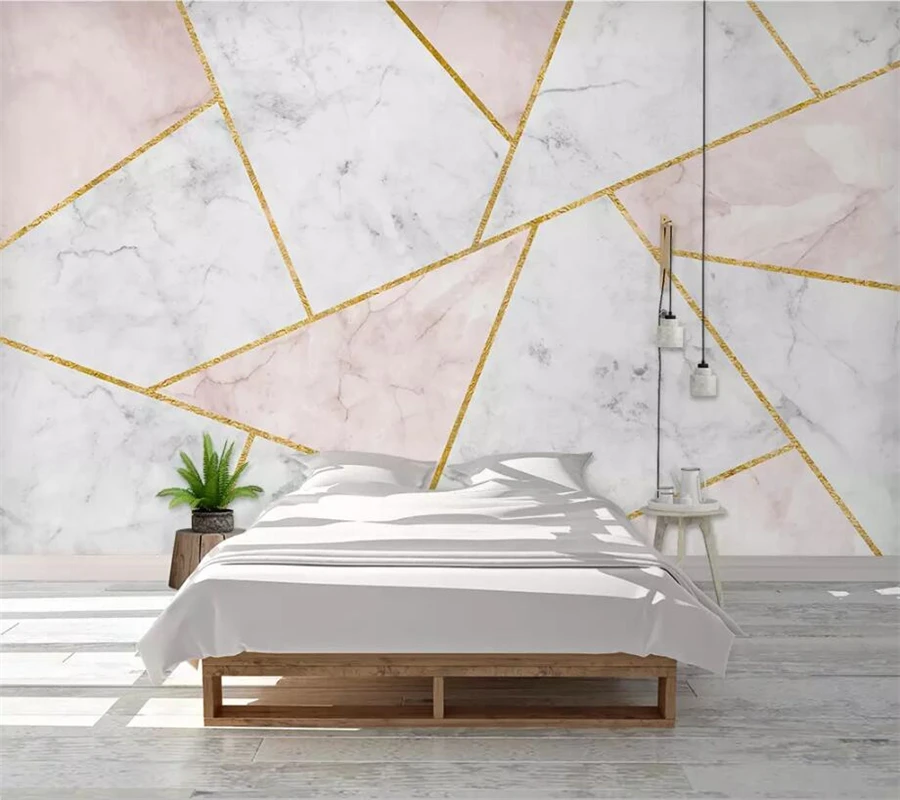 Beibehang مخصص خلفيات 3d الجداريات مجردة هندسية رخامي الذهب خطوط أريكة حائط الخلفية أوراق المنزل ديكور 3d خلفيات