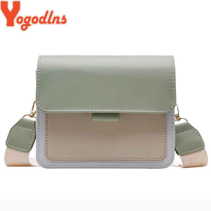 

Yogodlns PU Chain Small Square Bag Female 2019 New Korean Version OF The Contrast Color Messenger Bag Wild Fashion Shoulder Bag