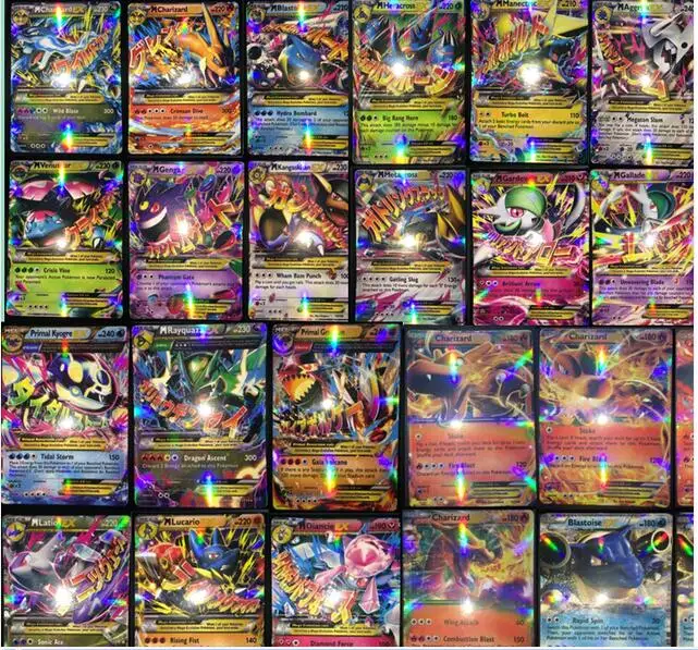 100pcs All Mega Shiny No repeat Cards 80 EX Ordinary Cards 20 MEGA Strongest Japan Charizard