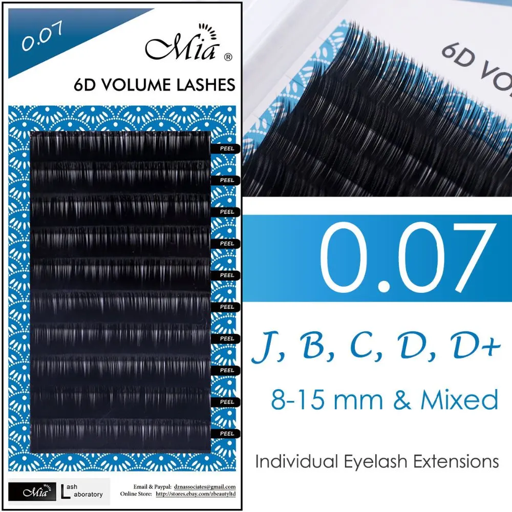 

[6D 0.07 J/B/C/D/DD/D+ 8-15mm/Mixe Length] Mia 6D Volume Super Soft Eyelash Extensions Individual Semi Permanent