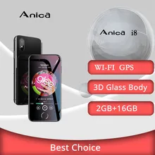 Anica I8 MTK6580M Smartphone Quad Core 2 gb RAM gb ROM 3 16g GPS WIF Android 6.0 Super Mini ultrafinos Cartão de Celular de Luxo