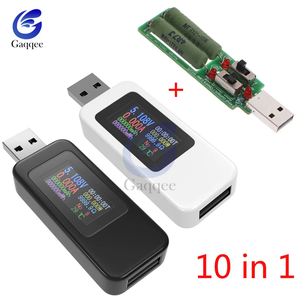 10 в 1 QC2.0 QC3.0 DC USB Тестер измеритель напряжения тока времени вольтметр цифровой
