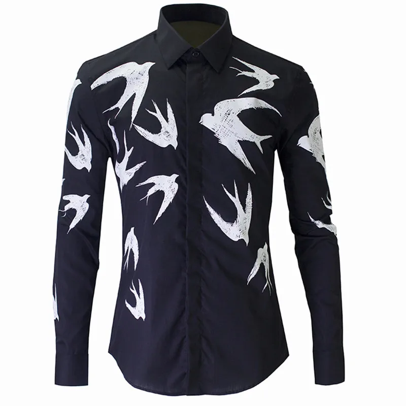 Spring high end long sleeved shirts men brand fashion black shirt male
