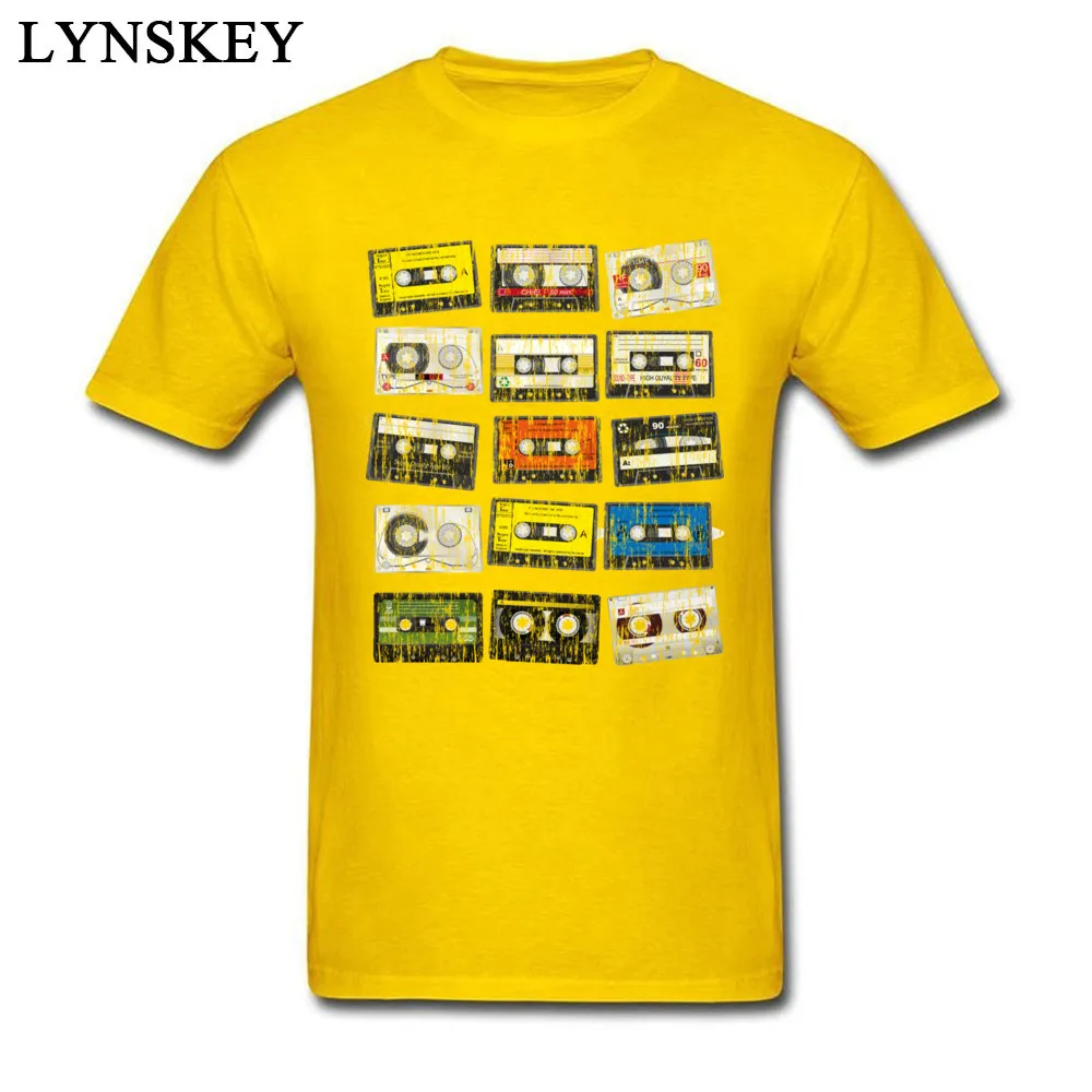 Hot Sale Casual T Shirts O-Neck 100% Cotton Fabric vintage cassettes Student Tops Tees Short Sleeve Summer Fall Casual Sweatshirts vintage cassettes yellow