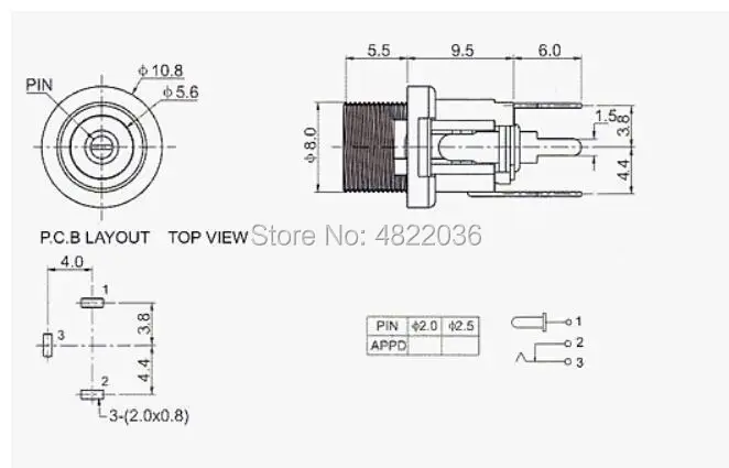 10 шт. DC-025M DC025M мощность DC гнездо/разъем с гайкой DC5.5* 2,1 5,5*2,1 мм