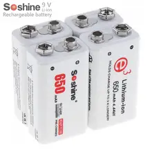 4 шт. Soshine 650 В мАч 9 В 6F22 Li-Ion перезаряжаемые батарея с портативный батарея коробка для мультиметр беспроводной микрофон сигнализации