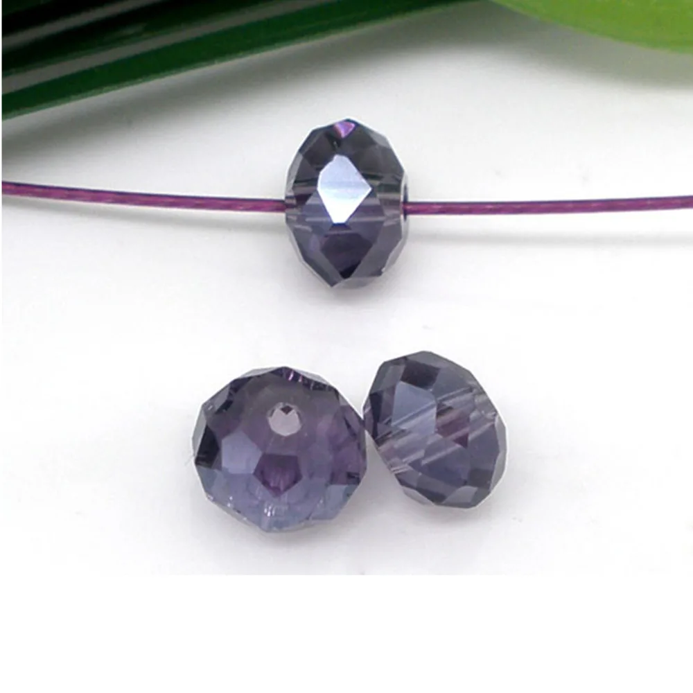 Стеклянные бусины DoreenBeads россыпью плоские круглые фиолетовые граненые