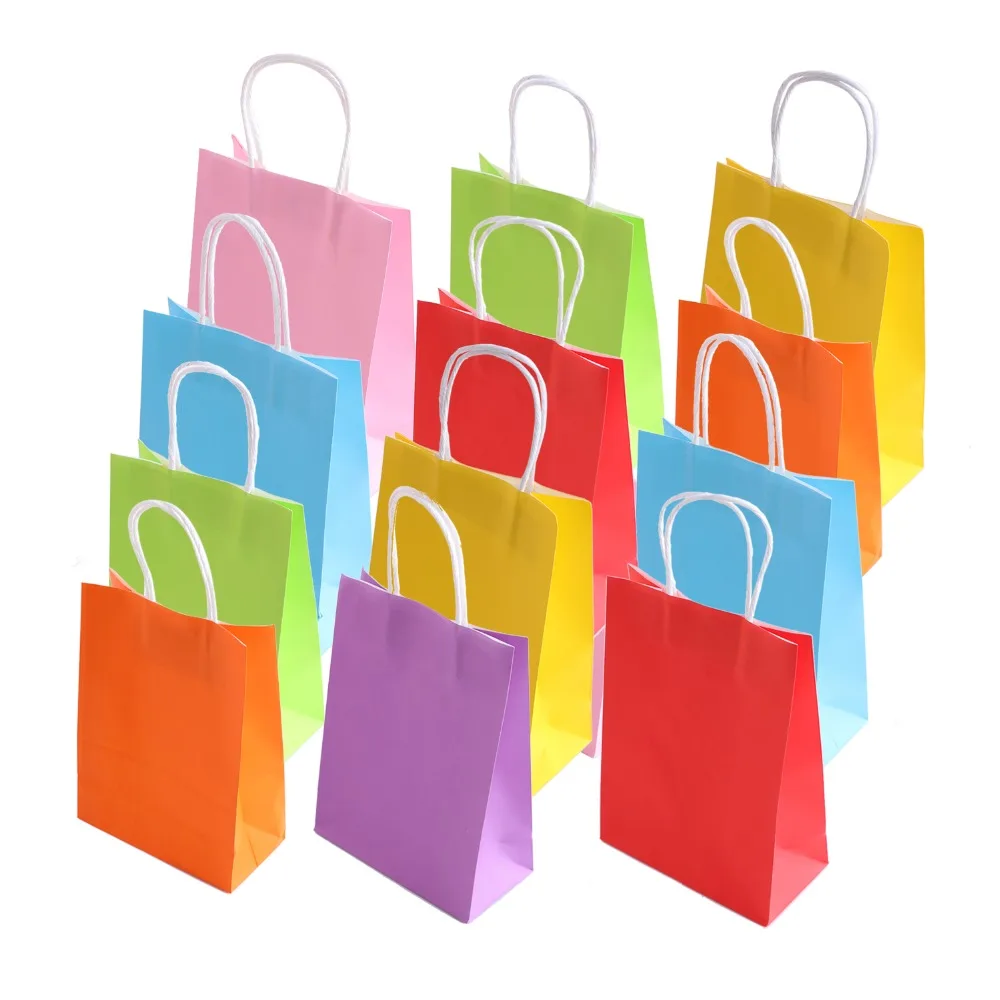 

Party Favor 7 Color Bags 35 Pieces Kraft Paper Bags For Birthday Party Wedding Celebrations Gifts Accessaries with Handle