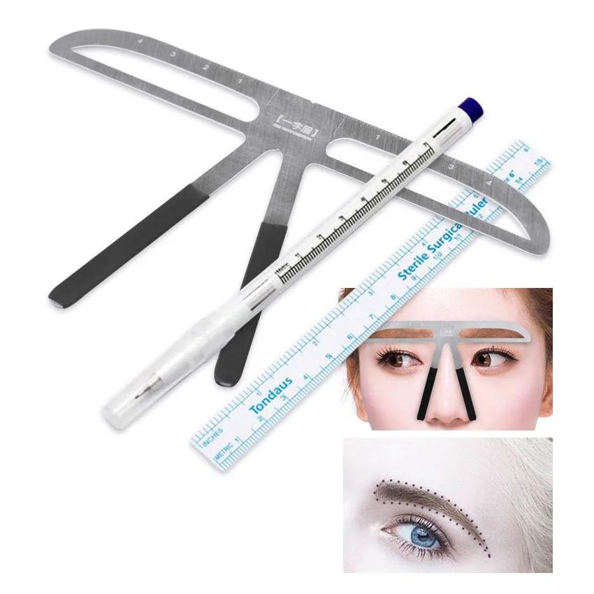 Тату маркер ручка с бровями планкой микроблейдингом трафарет для бровей