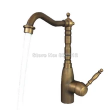 360 Поворотный носик палубный кран и смеситель для кухонной раковины/античное Латунное одно отверстие бортике баллон вентиль для раковины Wsf088