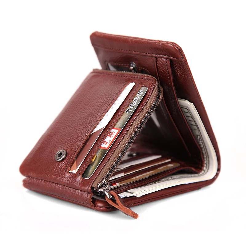 Marron Contacts Femmes V/éritable Carte en Cuir Porte-Cl/é Zipper Coin Clutch Portefeuille Portefeuille