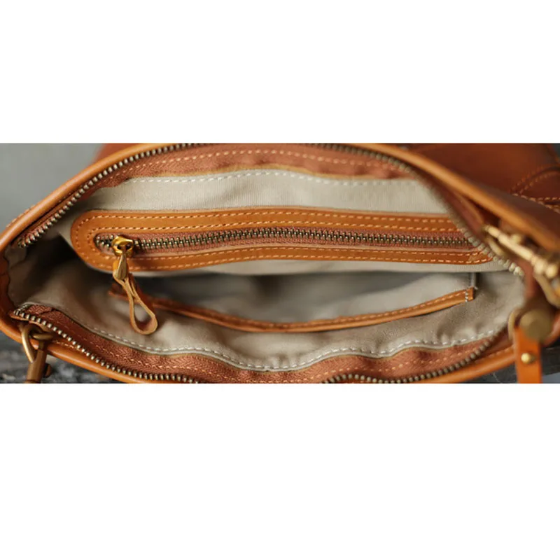 AETOO Retro literary original handmade leather handbag geometric stitching small tote bag casual leather dumpling bag handbag