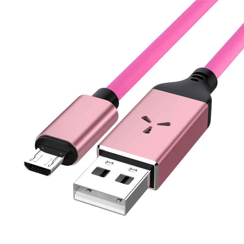 2.4A светящийся usb-кабель быстрой зарядки для huawei samsung Galaxy S10 Note 10 Micro USB type C кабель зарядного устройства для мобильных телефонов - Цвет: Розовый