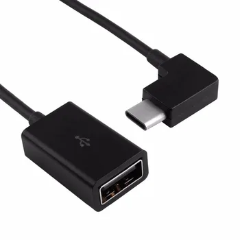 

CY 90 Degree Right Angled USB-C Type-C to USB 2.0 Female OTG Cable for Cell Phone Tablet & Laptop Black