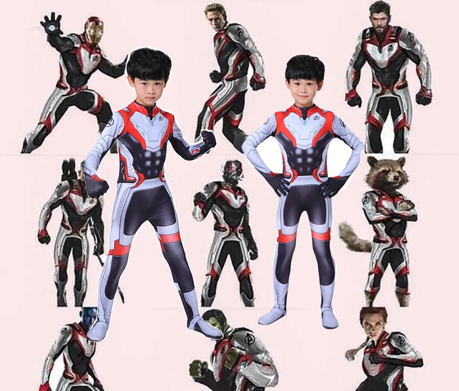 

Kids 1:1 Avengers 4 Endgame Quantum Realm Jumpsuit&Rompers Boys Halloween Cosplay Costumes Superhero Iron Man Zentai Bodysuit
