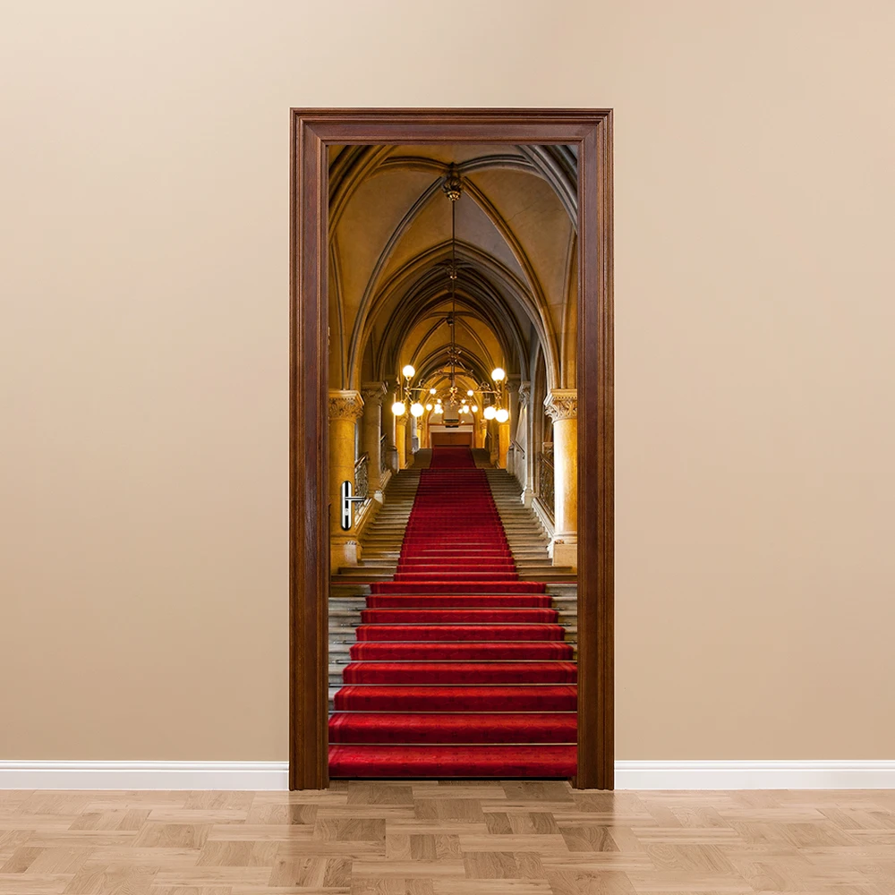 

High Quality DIY Door Stickers Wedding Hall Pattern for Livng Room Door Home Decoration Accessories Large Wall Sticker