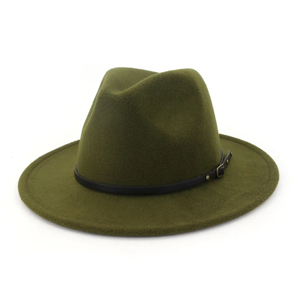 Женская шляпа, летняя фетровая шляпа, Женская шерстяная фетровая шляпа, Панама, шляпа с широкими полями, женская шляпа с пряжкой на ремне, фетровая шляпа, Прямая поставка f27 - Цвет: I