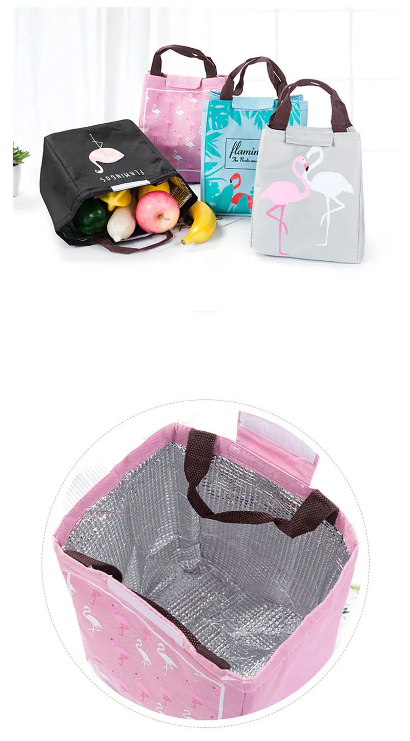 Flamingo Tote Picnic Bags Lunch Box Waterproof Thermal Insulation Storage Box Men Women Kid Outdoor Camping Beach Picnic Basket (1)