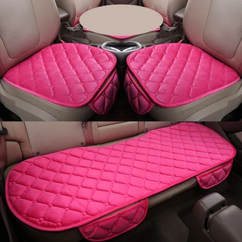 

Dewtreetali 3Pcs/Set Car Supplies Square Style Luxurious Warm Car Seat Cover Cushion Winter Universal Front Back Seat Covers