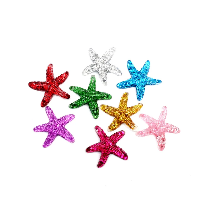 30Pcs Mixed Clear Resin Starfish Decoration Craft Flatback Cabochon Embellishments For Scrapbooking Kawaii Cute Diy Accessories