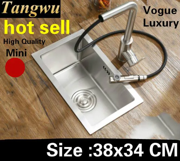 

Free shipping Apartment luxury kitchen manual sink single trough small wash vegetables 304 stainless steel hot sell 38x34 CM