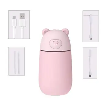 

Portable Cute Bear Shape Humidifier with USB Fan USB Light 3-in-1 Mini Home Desktop Mist Humidifier Best Gift for Bedroom Home