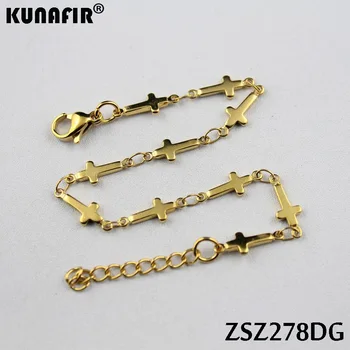 

stainless steel bracelet 5mm cross shape Uouya welding chains golden color Brace lace women fashion jewelry ZSZ278DG