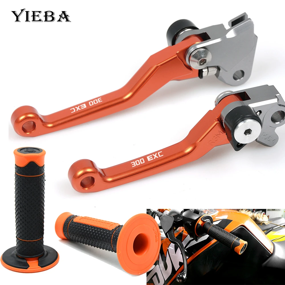 Motorcycle Grips Handle Rubber Bar Gel Grip Pivot Brake Dirt Bike Brake Clutch Lever For KTM 300EXC 2014 2015 2016