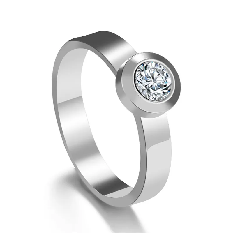 Новинка, золотые, серебряные, цветные, кольцо из нержавеющей стали 316L, круглой формы, фианит, кольца на палец для женщин, ювелирные изделия, обручальное кольцо - Цвет основного камня: H5084SL