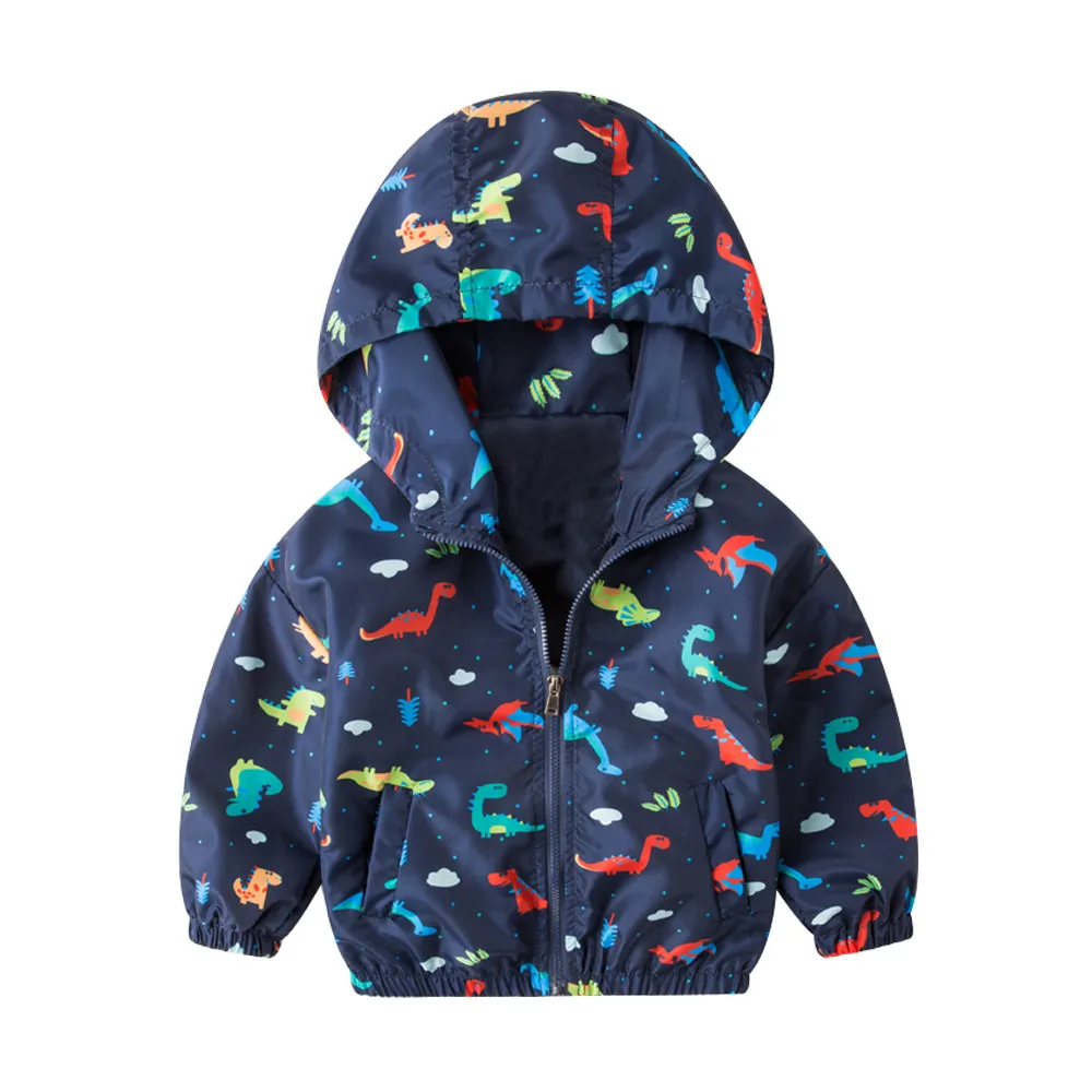 Куртка с динозавром; Верхняя одежда для малышей; пальто для мальчиков и девочек; детская одежда с капюшоном; ; Прямая поставка;