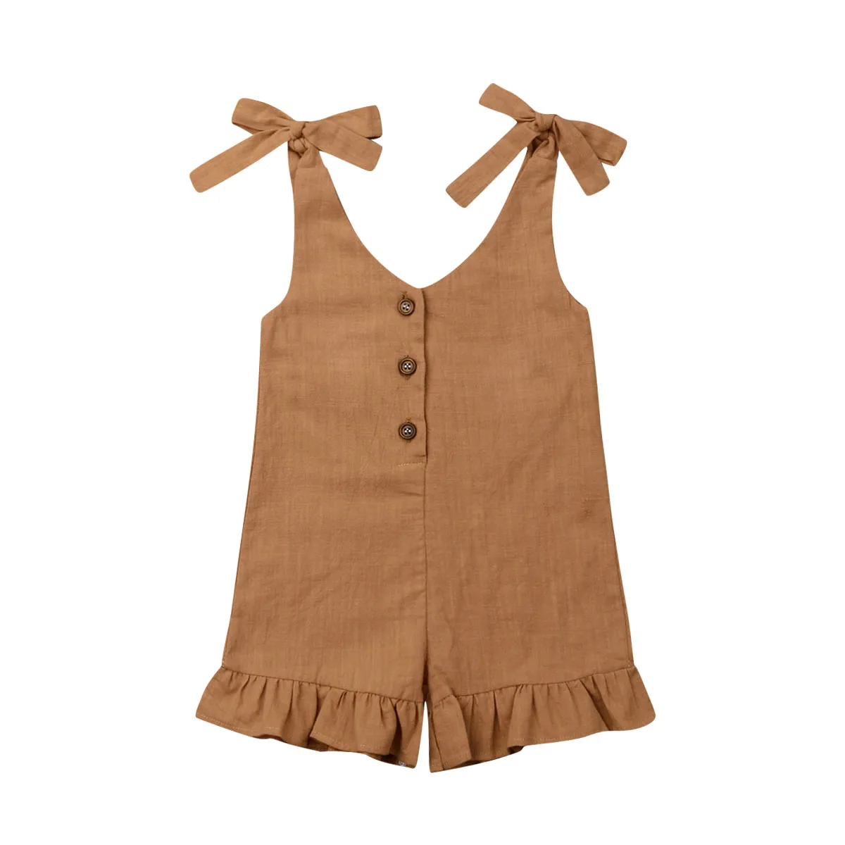 Kids Jumpsuit 1-6Yyears Kids Baby Girl Summer Solid Ruffle Romper Jumpsuit Overalls Outfits Sunsuit
