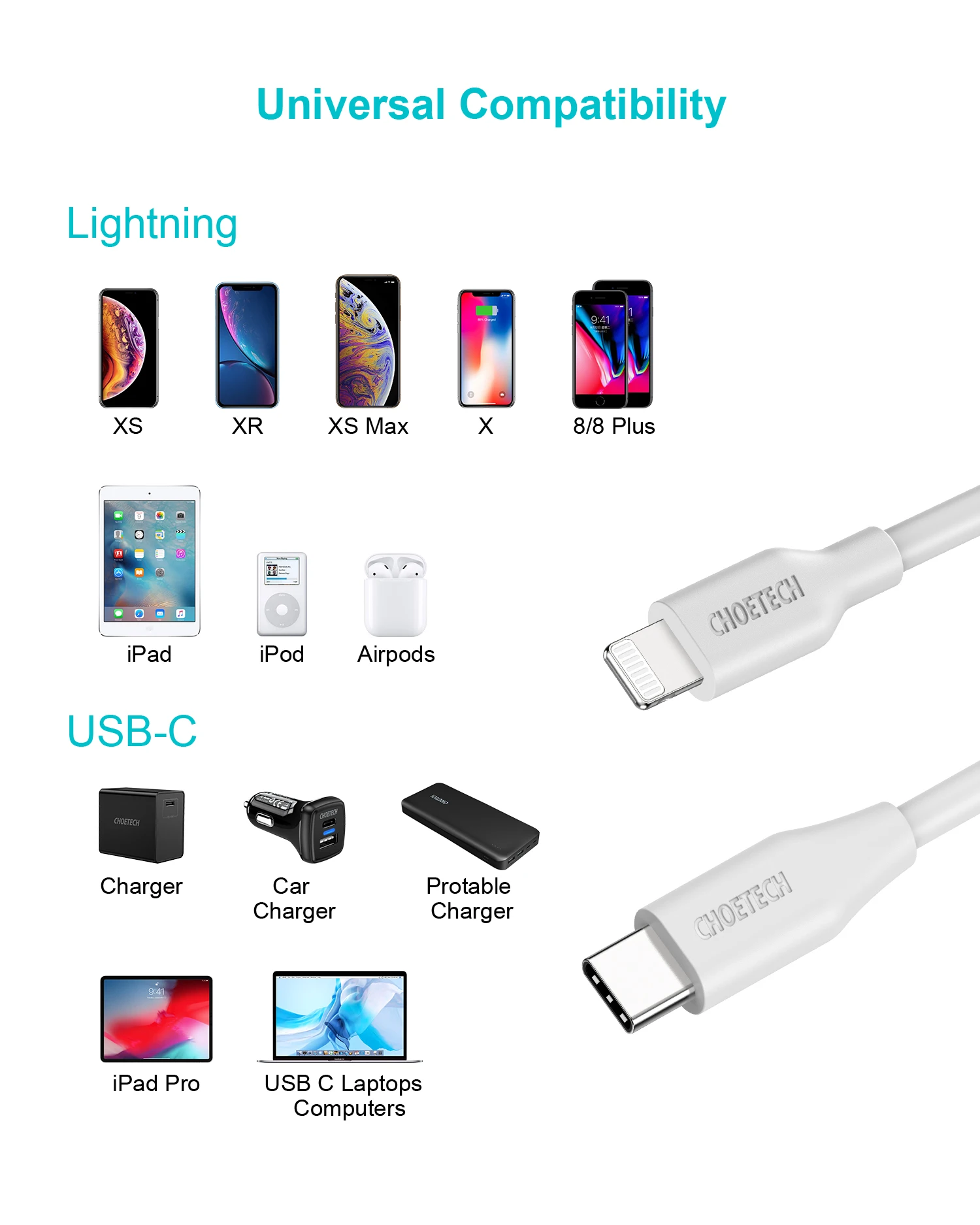 CHOETECH MFi USB C к Lightning Кабель для iPhone XR XS Max X type-C 2 м кабель для быстрой зарядки данных для iPad Macbook USB-C кабели