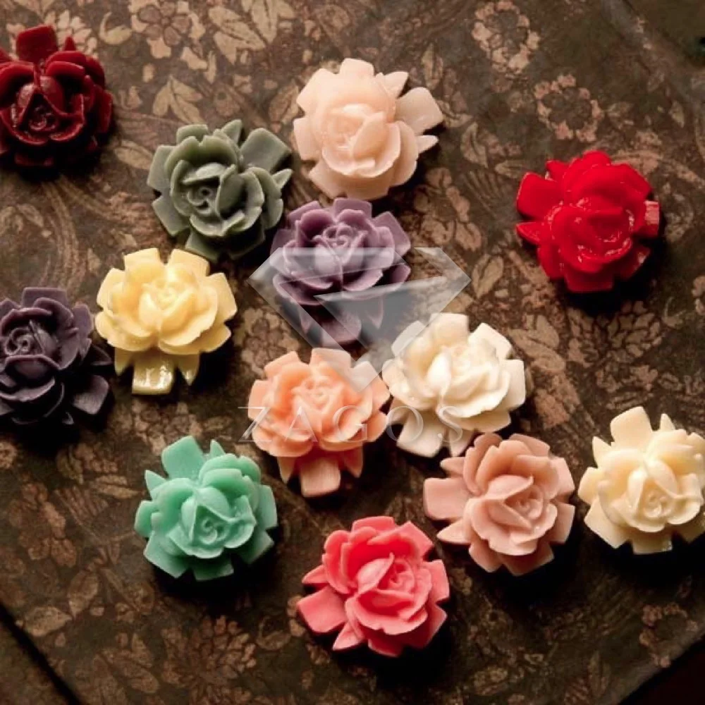 

6/13Pcs Resin Vintage Style Flower Flat Back Cabochon 17x16x7mm For Jewelry Accessories Flatback Wholesale RB0504
