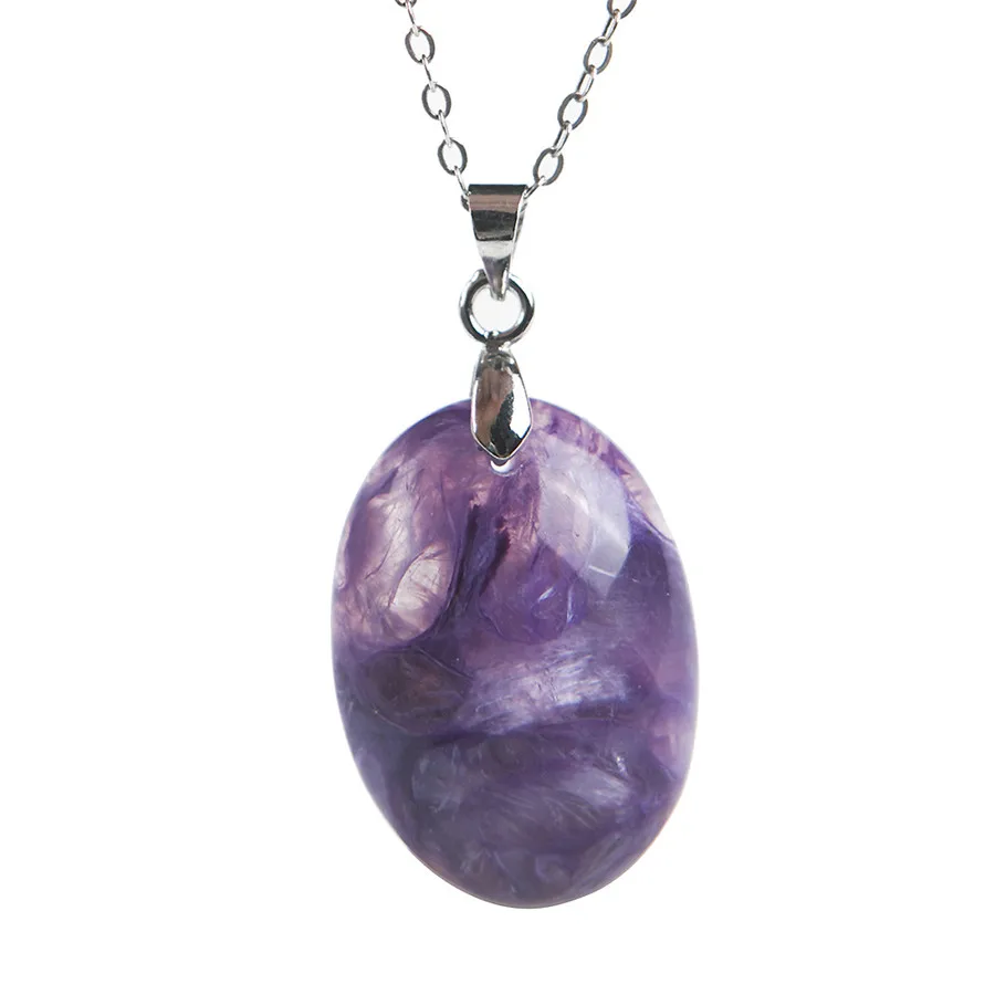 

Genuine Natural Purple Charoite Transparent Stone Women Necklace Charms Crystal Lady Pendant Bead 26*18.5*9mm