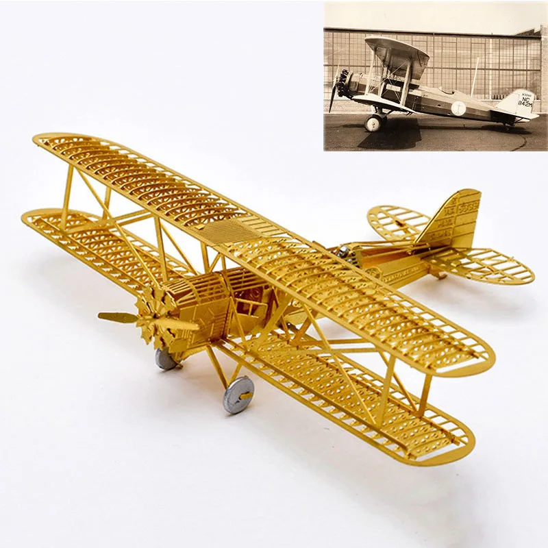 

PIP GAMES 3D Metal Puzzle DIY Aircraft Frame Model Boeing 40 Metal Puzzle 3D No Glue Assembled Gold 1/160 Airplane Models PGM025