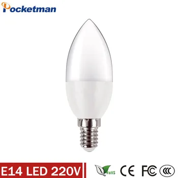 Free Shipping LED Candle Bulb E14 LED Candle Lamp low Carbon life SMD2835 AC220 240V Warm