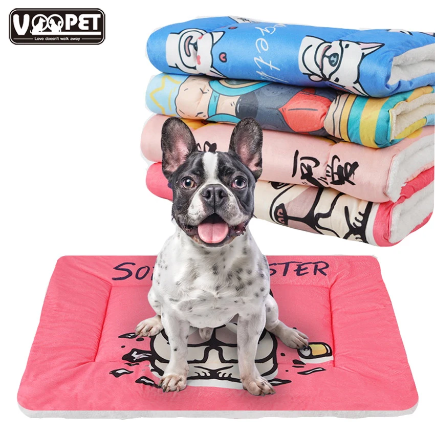 Pet Dog Mat for Dogs Blanket Fleece Bulldog Mat Winter Warm Puppy Cat Sleeping Covered Mats Print Pattern Waterproof Pet Mats