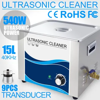 Best 540W Ultrasonic Cleaner 15L Stainless Steel Bath With Timer Ultrasound Cleaning Equipment Lab Optical Instrument Motor Car Parts