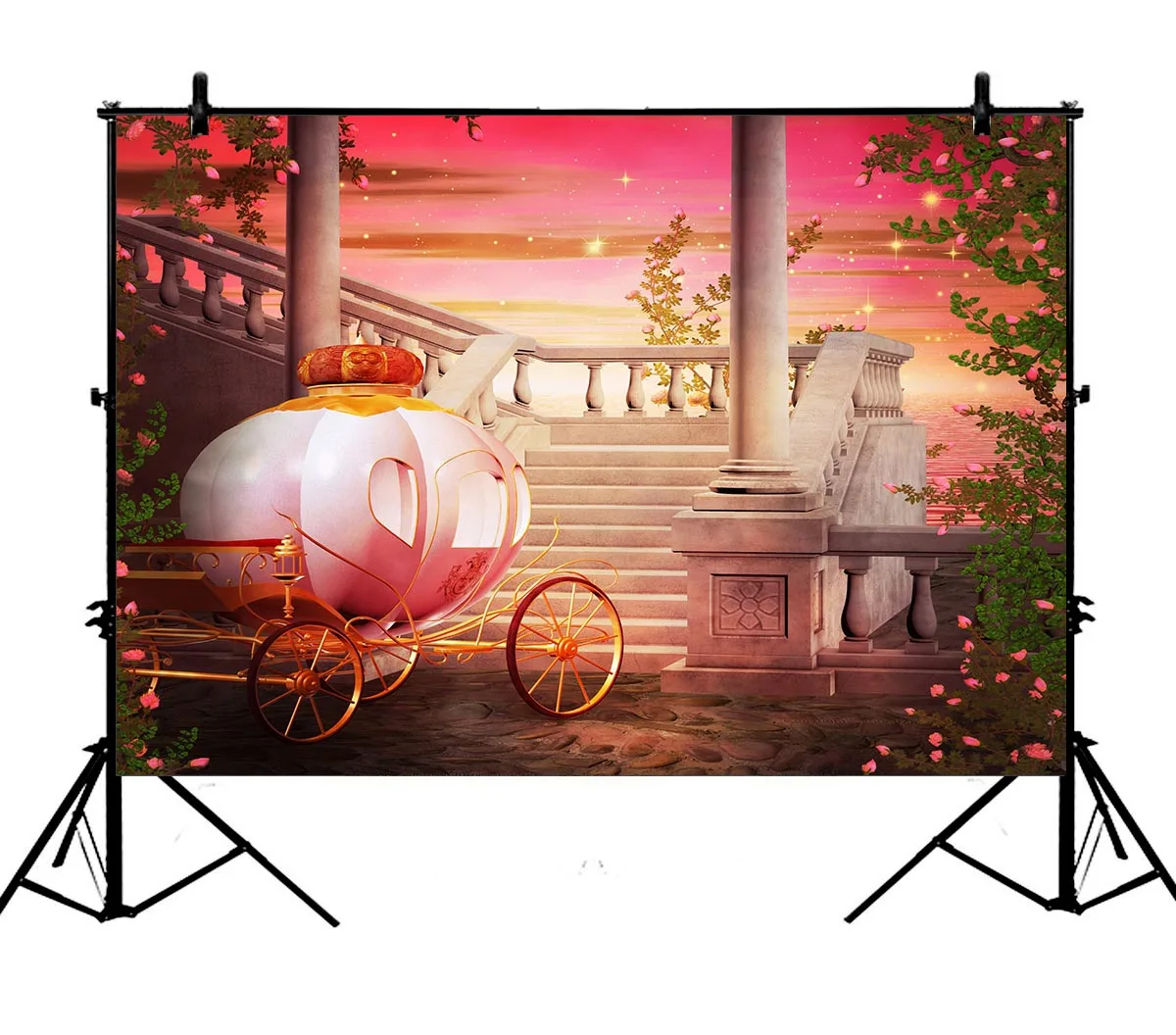 

5x7ft Pink Fairytale Garden Valentine Day Polyester Photo Background Portrait Backdrop