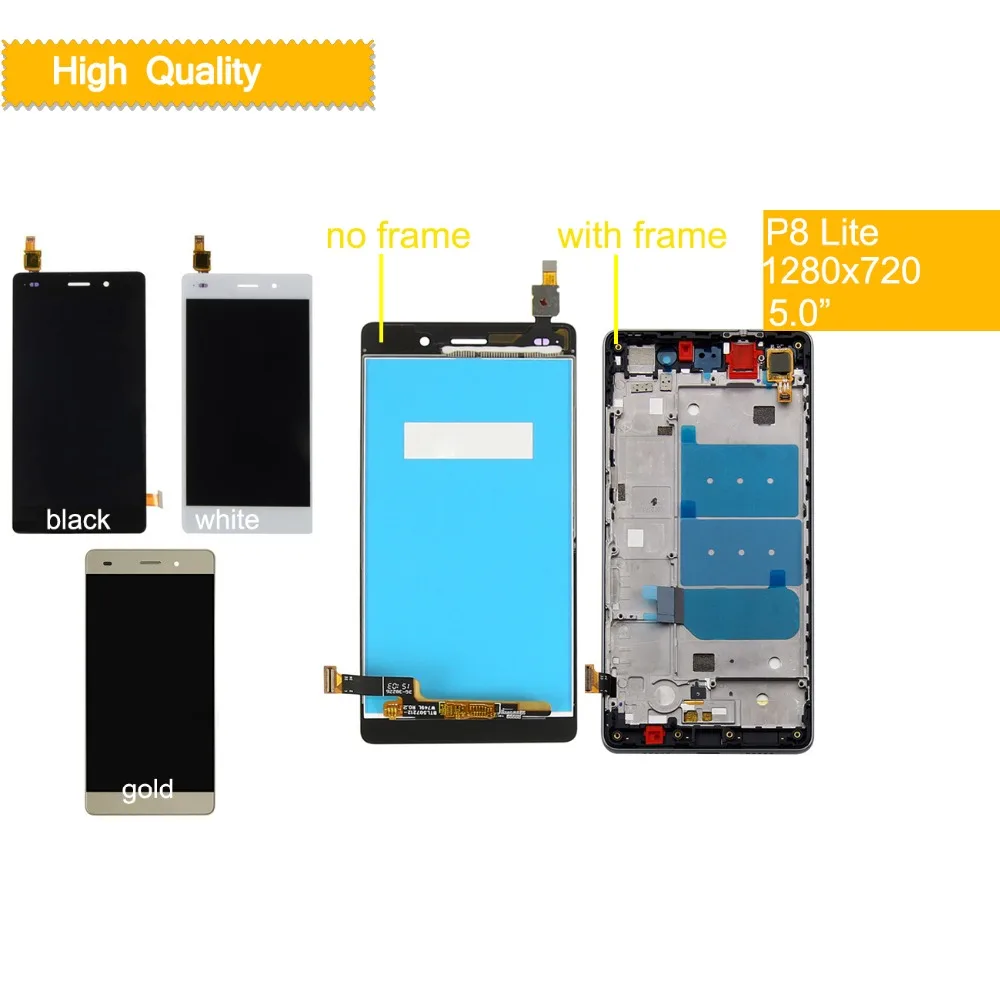 Для HUAWEI P8 Lite ЖК-дисплей сенсорный экран дигитайзер ЖК полная сборка с рамкой ALE-L04