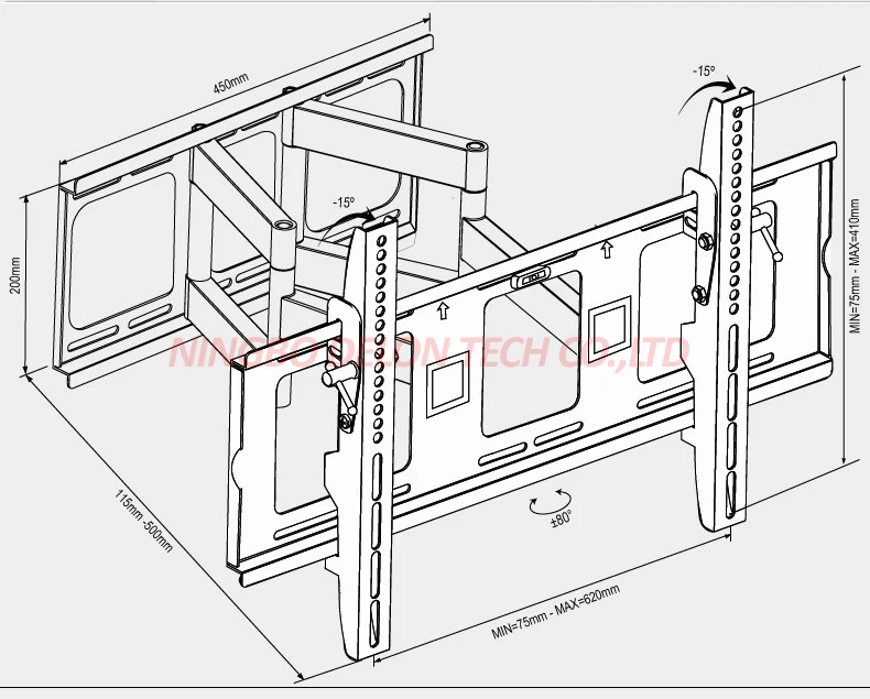 Универсальный 3"-65" 85 кг 600x400 heavy duty качели руку выдвижной ЖК-дисплей плазменный full motion tv кронштейн ЖК-дисплей настенный кронштейн для телевизора