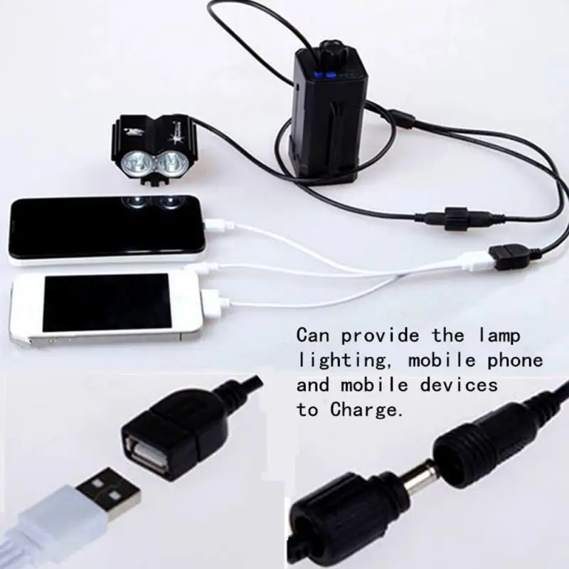 Водонепроницаемый чехол для велосипесветильник лампы с USB/DC выходом 4x18650|battery pack