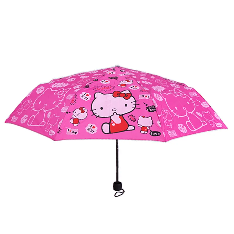Lovely Cute Cat Foldable Umbrella Children Kids Girls Cartoon Non