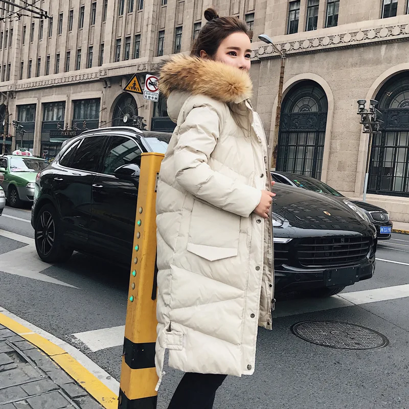 À Manteau Nouvelles Col Capuchon Survêtement Femmes 2018 De Mode Beige Bas Veste Vers Épaississement Le Fourrure BX4nqYnwU
