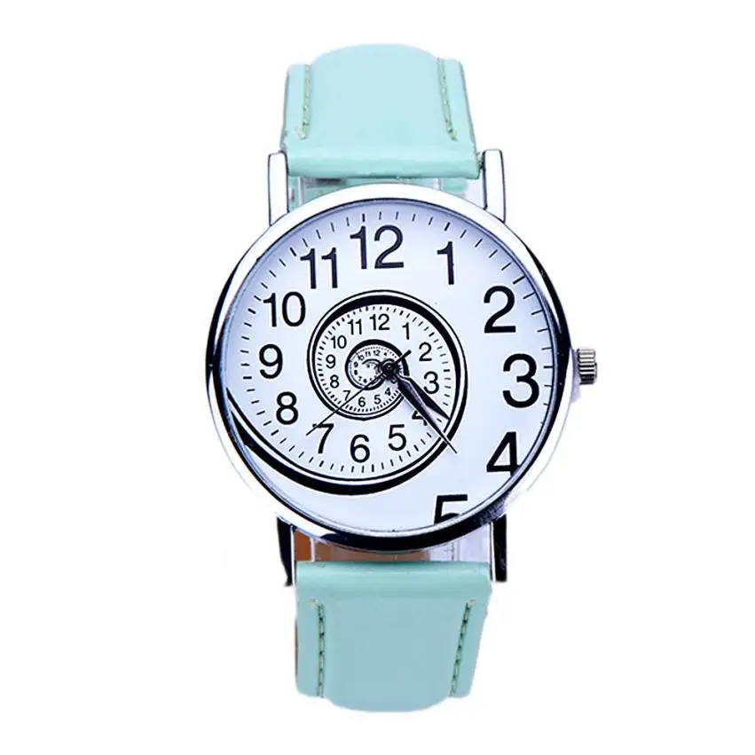 Модные Простые Женские часы с браслетом и кожаными часами, кварцевые Элегантные классические наручные часы с вихревым узором, повседневные часы# D