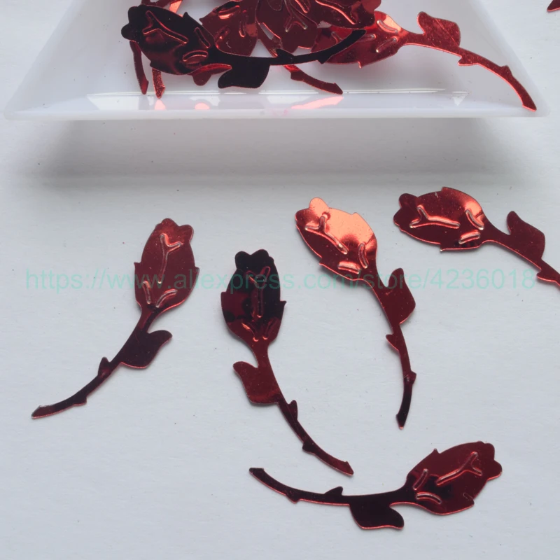 

25g9*34mm Christmas Party Rose Flower Shaped PVC Loose Sequins For Crafts Paillettes Sewing Decoration Garment Kid DIY Accessory